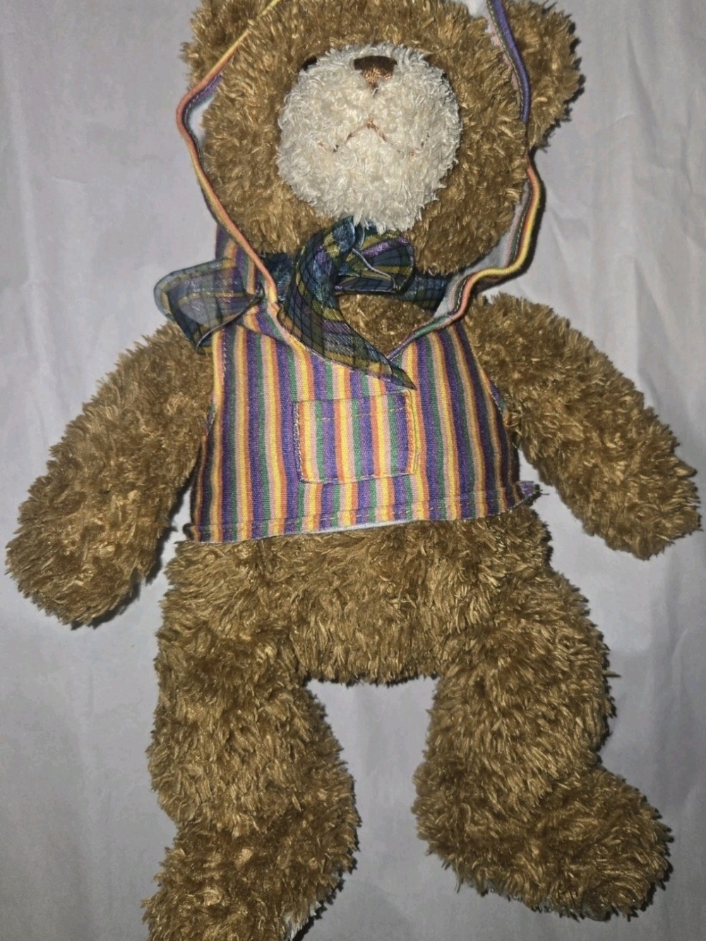 GUND Dylan 12" Teddy Bear Plush Blue Plaid Bow Stuffed Animal Bean Bag #15102